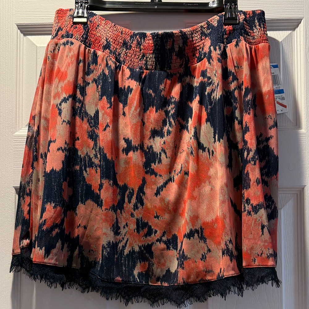 Brand New INC International Concepts Coral and Navy Mini Skirt